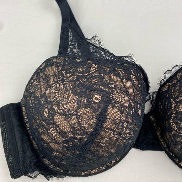 Auden The Sublime Bra 44C Black Lace Plunge Coverage Push Up Underwire NEW - Picture 3 of 11